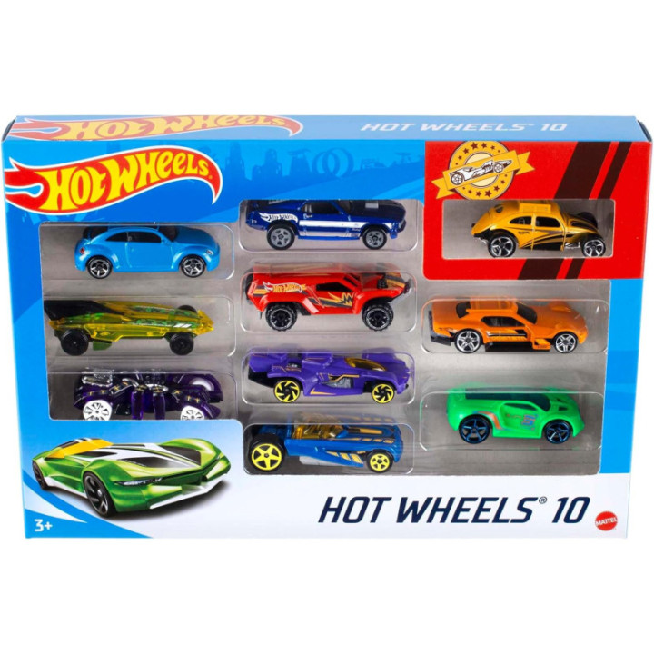 Hot Wheels pack de 10 coches a escala 1:64, modelos surtidos
