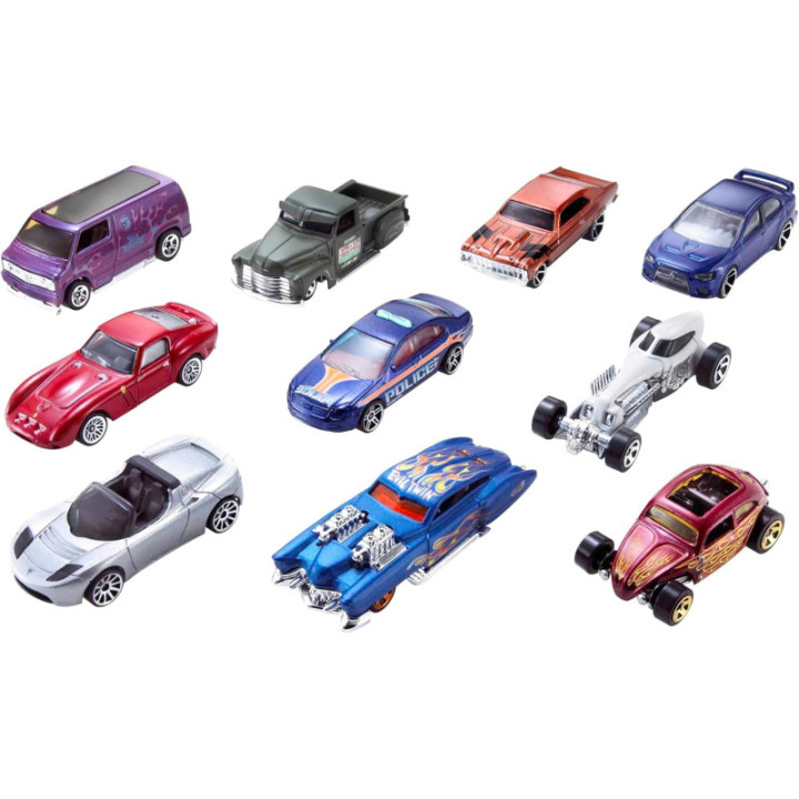 Hot Wheels pack de 10 coches a escala 1:64, modelos surtidos