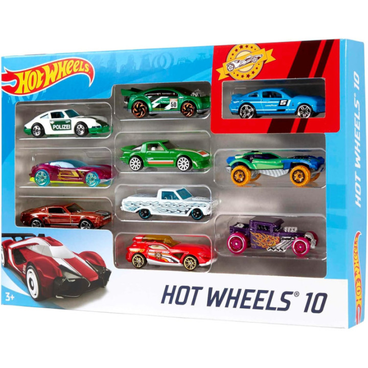 Hot Wheels pack de 10 coches a escala 1:64, modelos surtidos