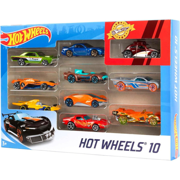 Hot Wheels pack de 10 coches a escala 1:64, modelos surtidos