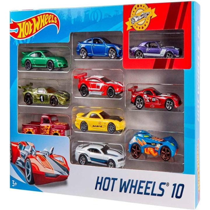 Hot Wheels pack de 10 coches a escala 1:64, modelos surtidos