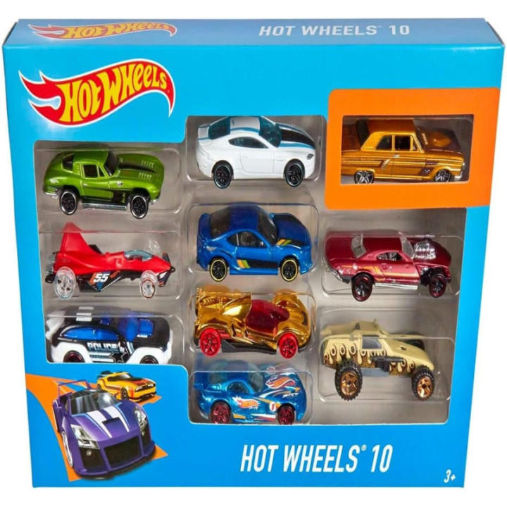 Hot Wheels pack de 10 coches a escala 1:64, modelos surtidos