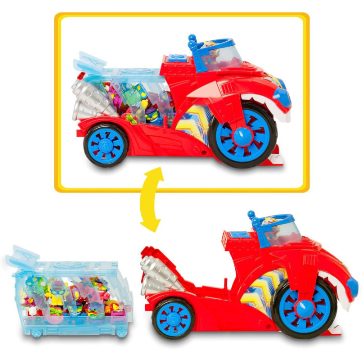 SUPERTHINGS Bite Attack, vehículo de Doc Vroom con figura exclusiva y cárcel extraíble
