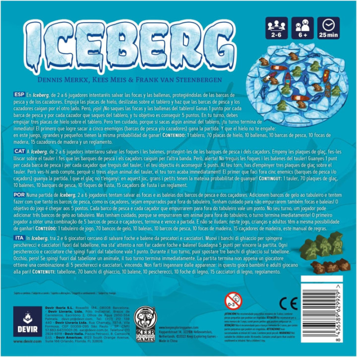 Devir Iceberg, juego de mesa de habilidad para 2 a 6 jugadores