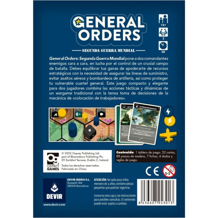 Devir General Orders, juego de estrategia para 2 jugadores