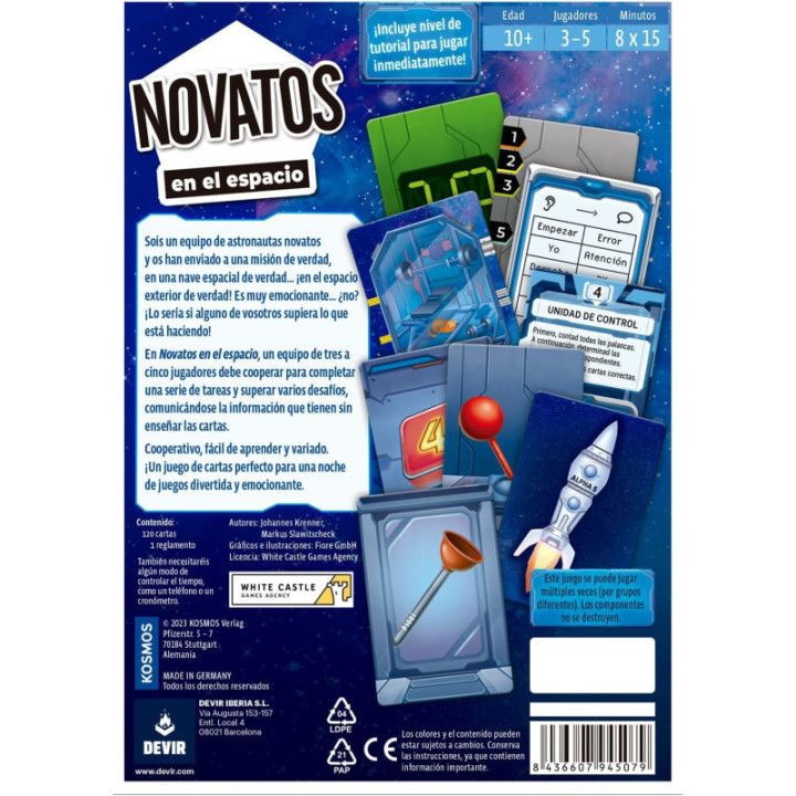 Devir Novatos en el Espacio, juego cooperativo con 8 retos