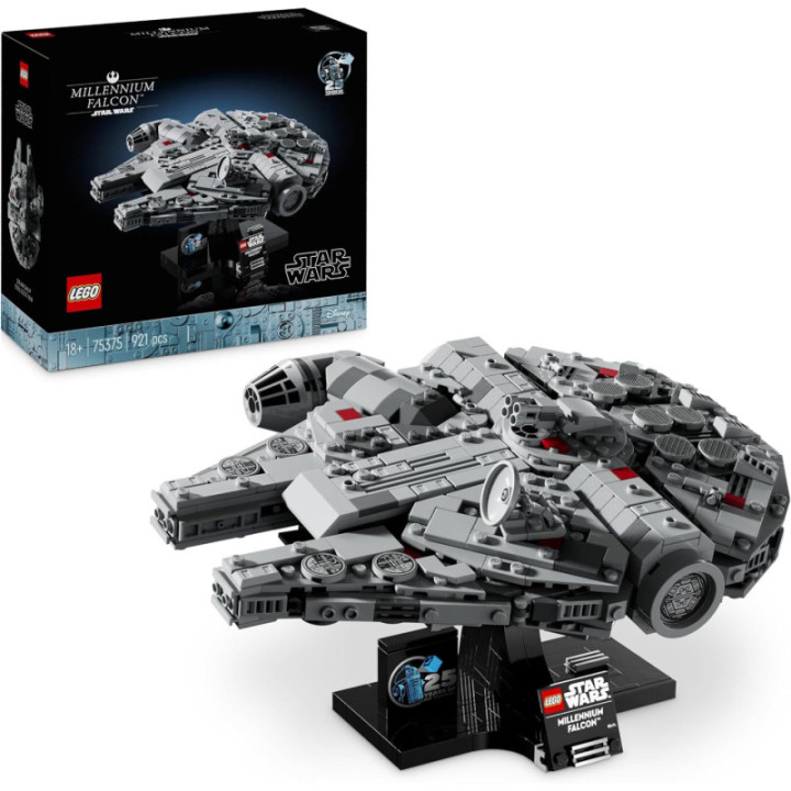 LEGO Star Wars 75375 Halcón Milenario, maqueta de exposición de 921 piezas