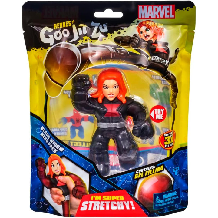 Heroes of Goo Jit Zu Marvel Black Widow, figura elástica CO41440