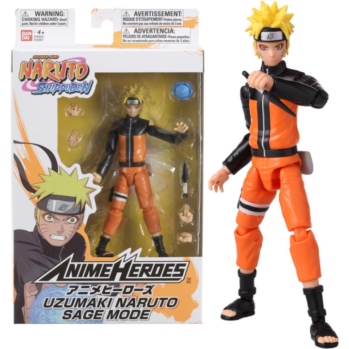 Bandai Anime Heroes Naruto Uzumaki, figura articulada de 17 cm