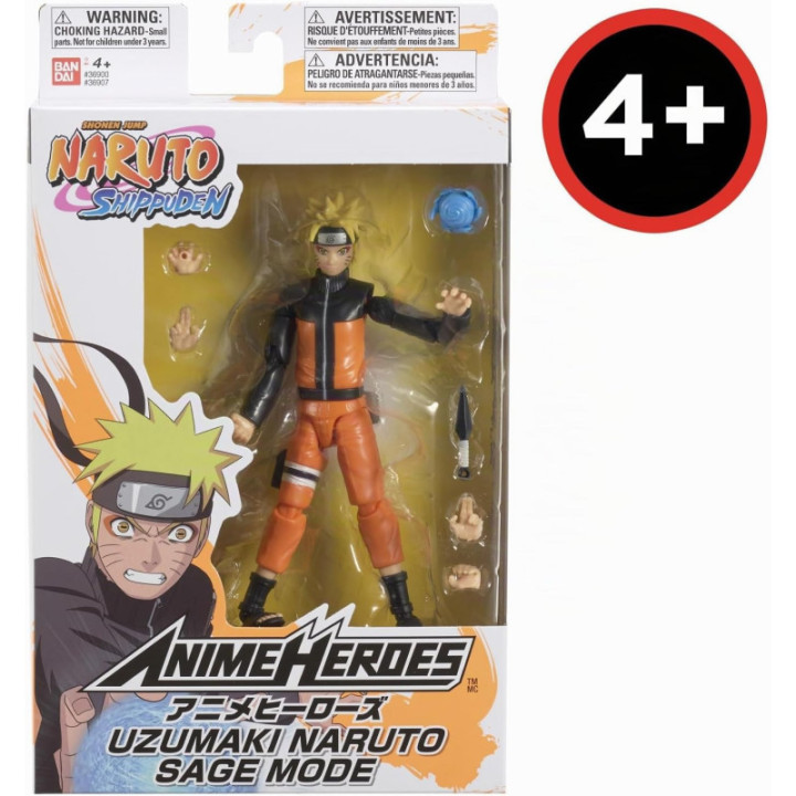 Bandai Anime Heroes Naruto Uzumaki, figura articulada de 17 cm