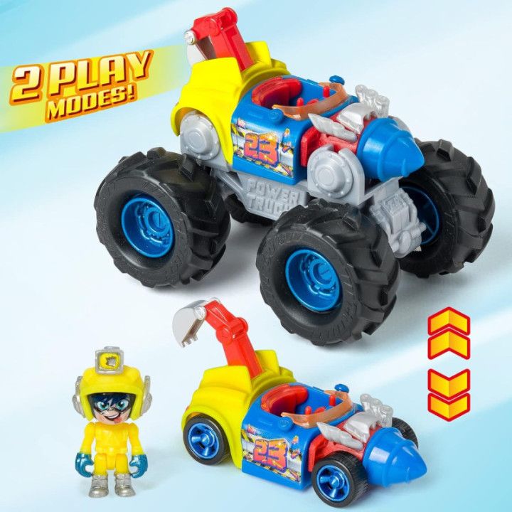 T-Racers Turbo Digger, Power Truck con coche y piloto Super Miner exclusivos