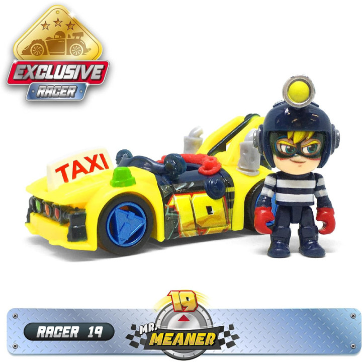T-Racers Turbo Crane Challenge, grúa con coche y piloto Mr Meaner exclusivos