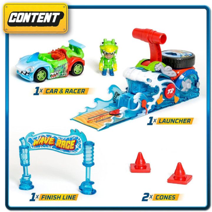 T-Racers Wave Race, lanzador interactivo con coche y piloto exclusivos