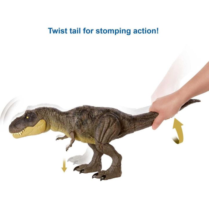 Jurassic World T-Rex Pisa y Ataca GYW84, dinosaurio articulado con sonidos