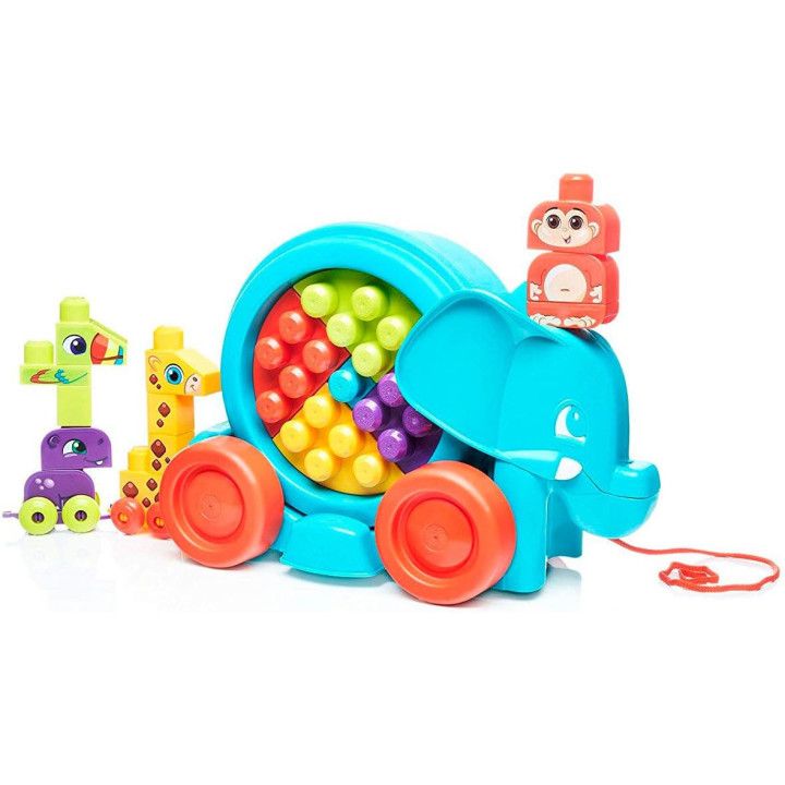 Mega Bloks Bloquefante Divertido FFG21, elefante azul con 25 bloques