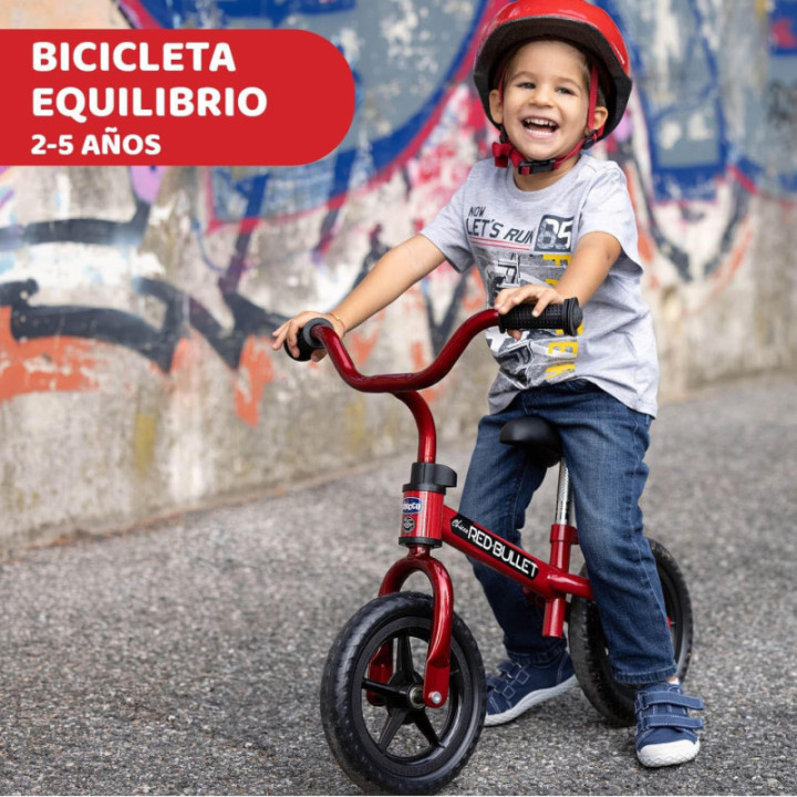 Chicco First Bike roja, bicicleta sin pedales con sillín y manillar ajustables