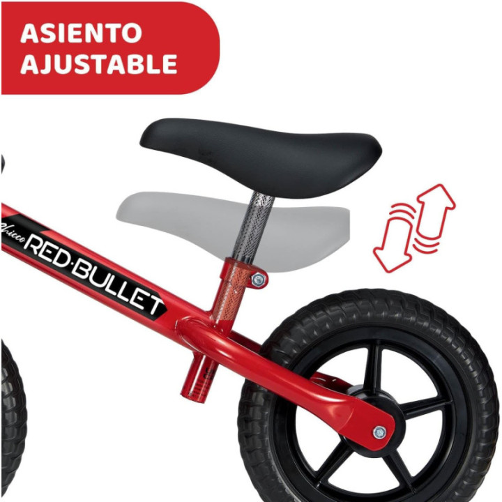 Chicco First Bike roja, bicicleta sin pedales con sillín y manillar ajustables