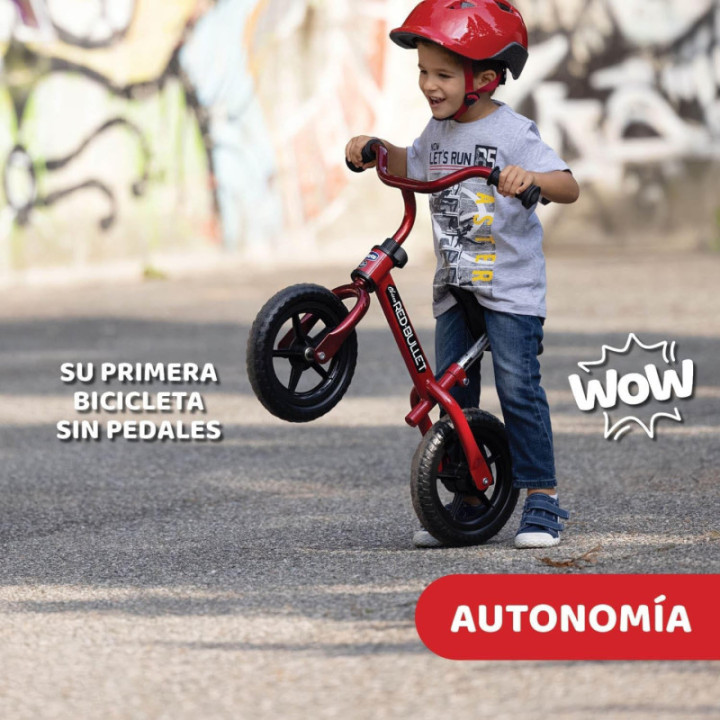 Chicco First Bike roja, bicicleta sin pedales con sillín y manillar ajustables