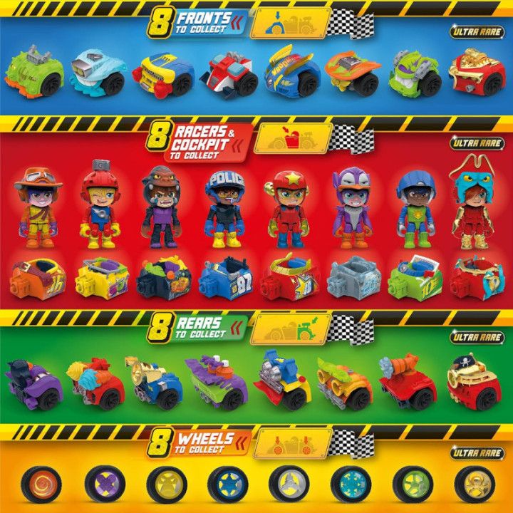 T-Racers Serie 2, colección completa de 8 coches y pilotos