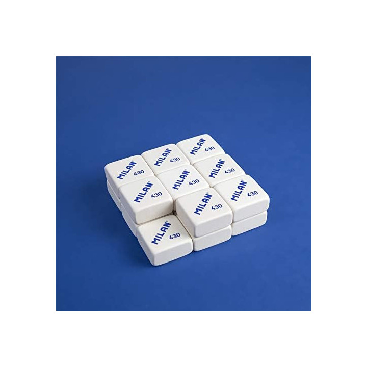 Milan 430, caja de 30 gomas de borrar cuadradas tipo miga de pan
