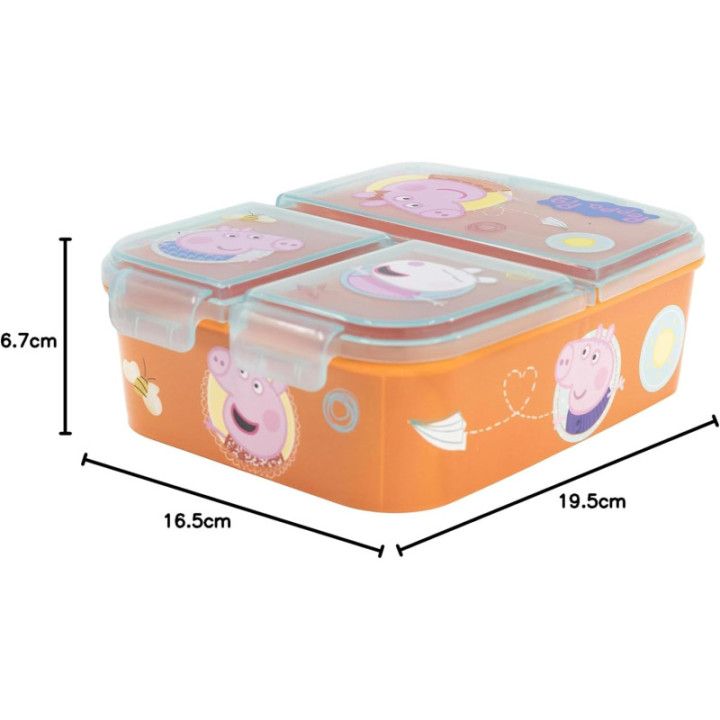 Stor Peppa Pig Core, fiambrera infantil con 3 compartimentos