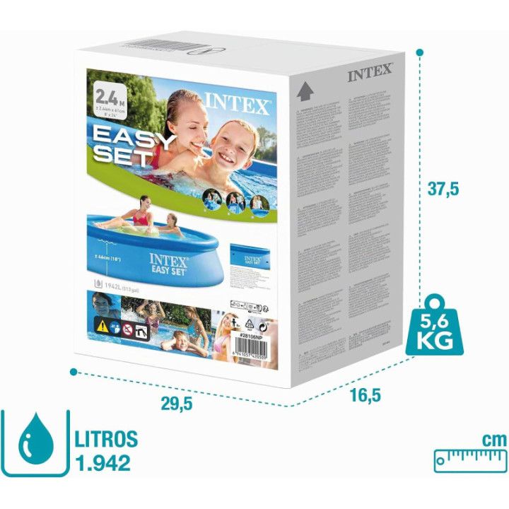 Intex Easy Set 55236, piscina hinchable de 244 × 61 cm y 1942 litros