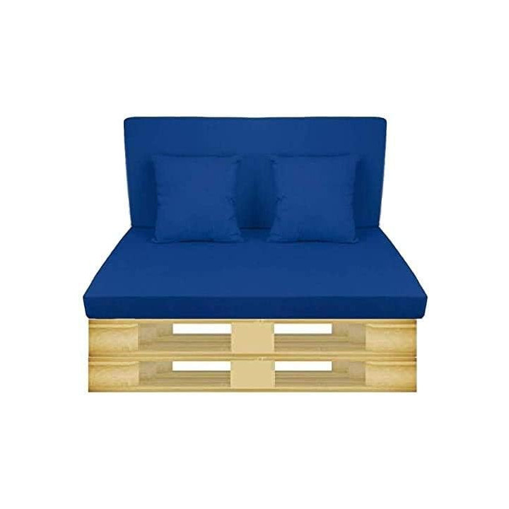 GBLA conjunto de asiento, respaldo y 2 cojines para sofá de palet, azul