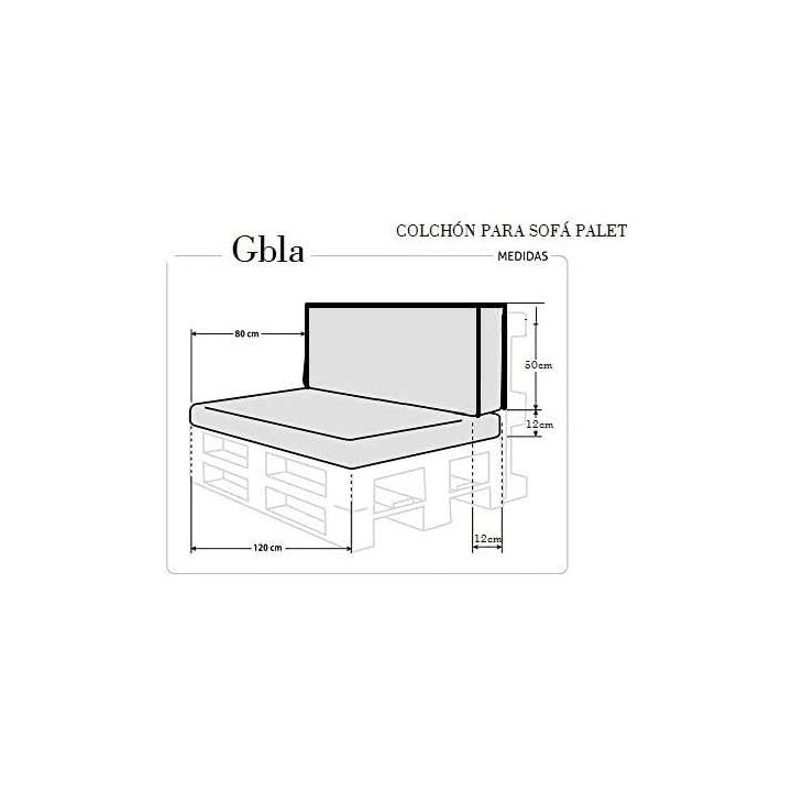 GBLA conjunto de asiento, respaldo y 2 cojines para sofá de palet, azul