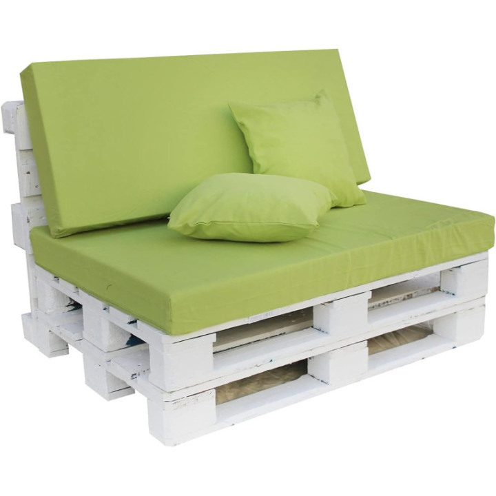 GBLA conjunto de asiento, respaldo y 2 cojines para sofá de palet, verde manzana