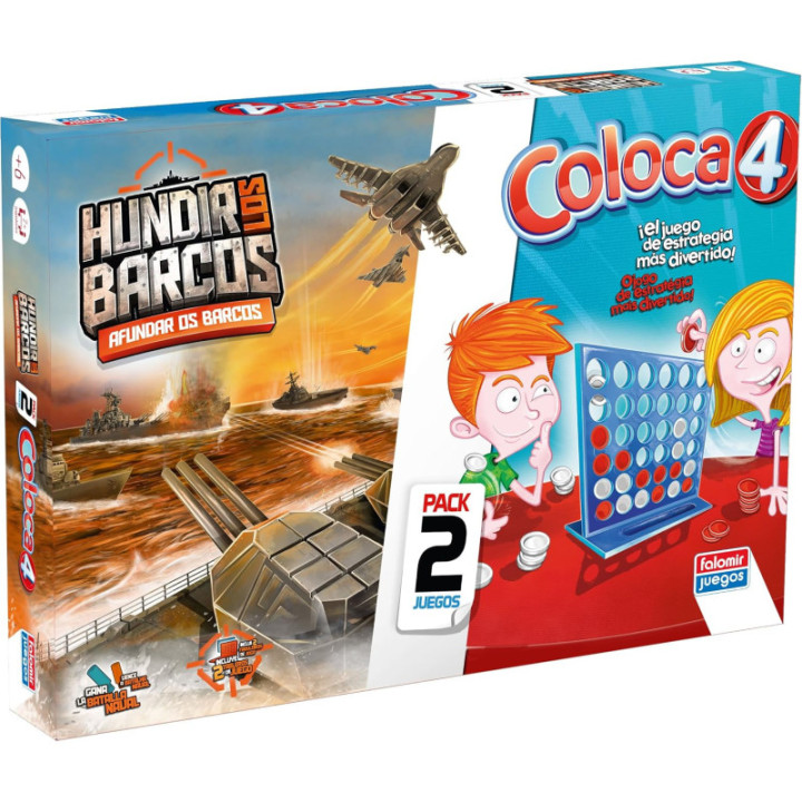 Falomir Coloca 4 y Hundir Barcos, pack de 2 juegos de mesa