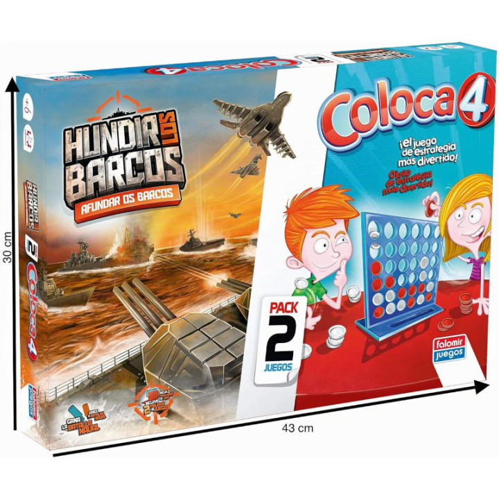 Falomir Coloca 4 y Hundir Barcos, pack de 2 juegos de mesa