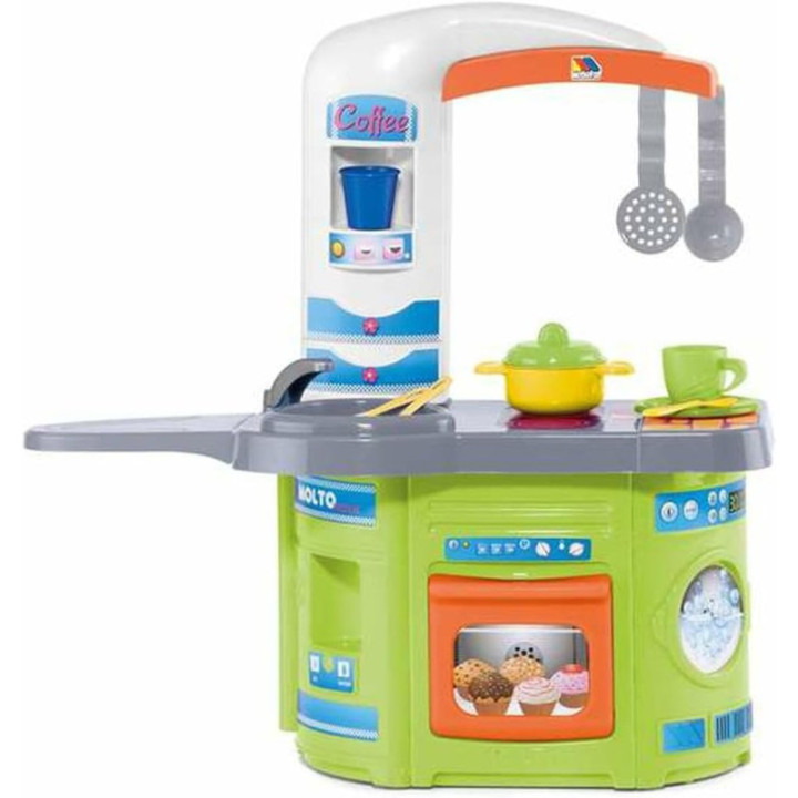 Moltó First Chef, cocina de juguete verde con 12 accesorios