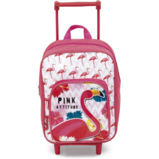 Zaska Flamingo 50510, mochila infantil rosa con ruedas, 36 × 24 × 12 cm
