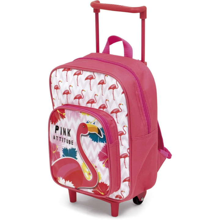 Zaska Flamingo 50510, mochila infantil rosa con ruedas, 36 × 24 × 12 cm