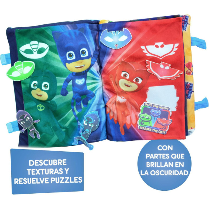 PJ Masks Cife 41179, libro acolchado de historias con 15 figuras de fieltro