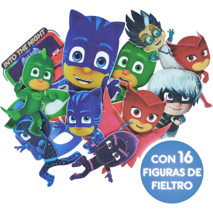 PJ Masks Cife 41179, libro acolchado de historias con 15 figuras de fieltro