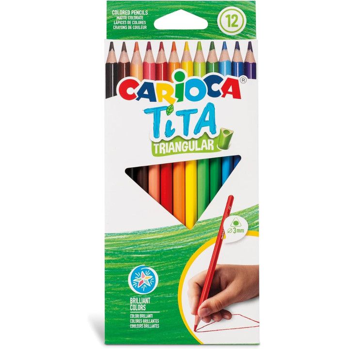 Carioca Tita, estuche de 12 lápices de colores triangulares de resina