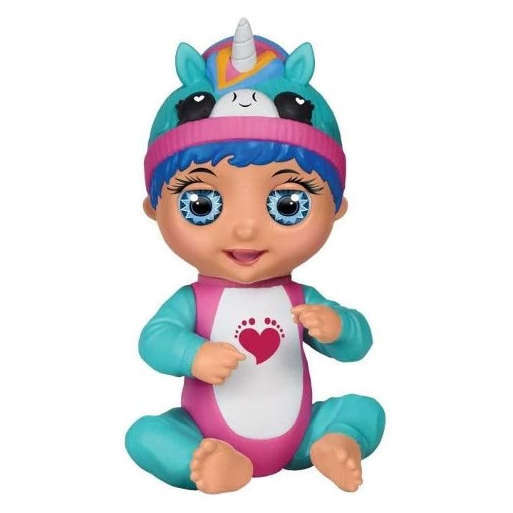 Bandai Tiny Toes Luna unicornio, minimuñeca interactiva de 14 cm, versión francesa