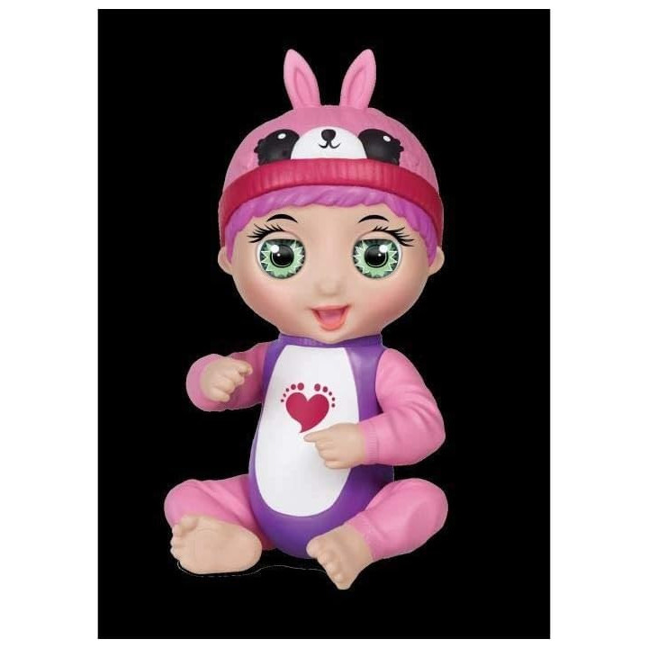 Bandai Tiny Toes conejo rosa, minimuñeca interactiva de 14 cm, versión francesa