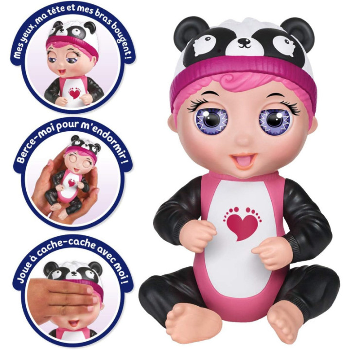 Bandai Tiny Toes panda, minimuñeca interactiva de 14 cm, versión francesa