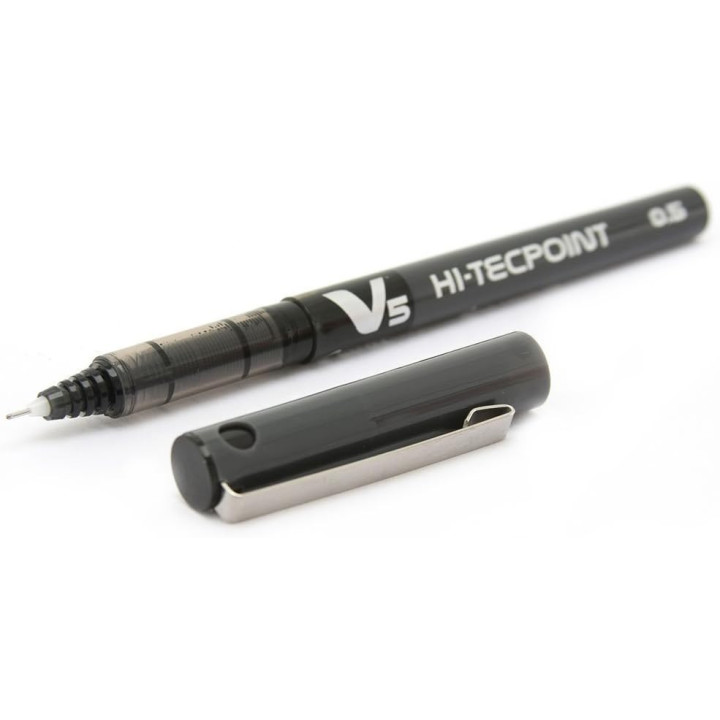 Pilot Hi-Tecpoint V5, caja de 12 bolígrafos roller de tinta negro