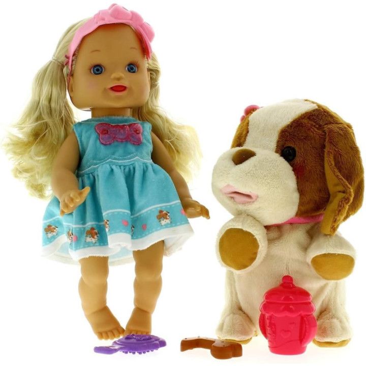 VTech Little Love Amelia y su perrito, muñeca interactiva con mascota