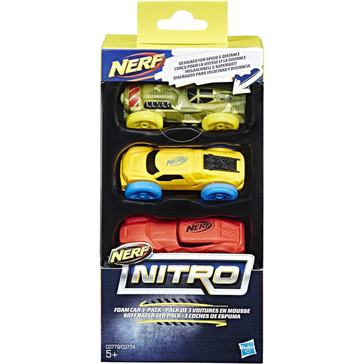 Nerf Nitro, pack de 3 coches de espuma de recambio, C0779ES1