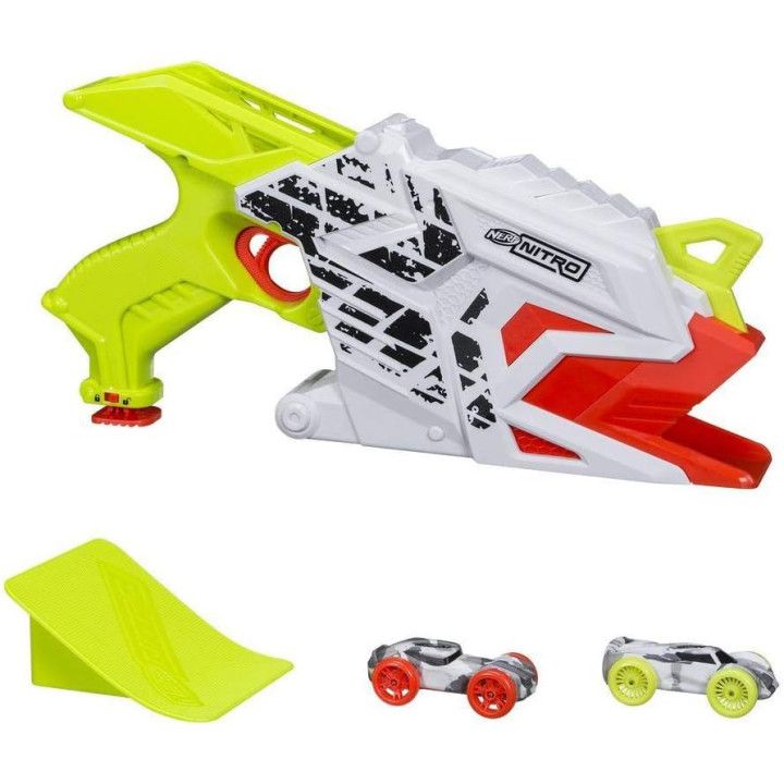 Nerf Nitro Hypershot, lanzador motorizado con 2 coches y rampa