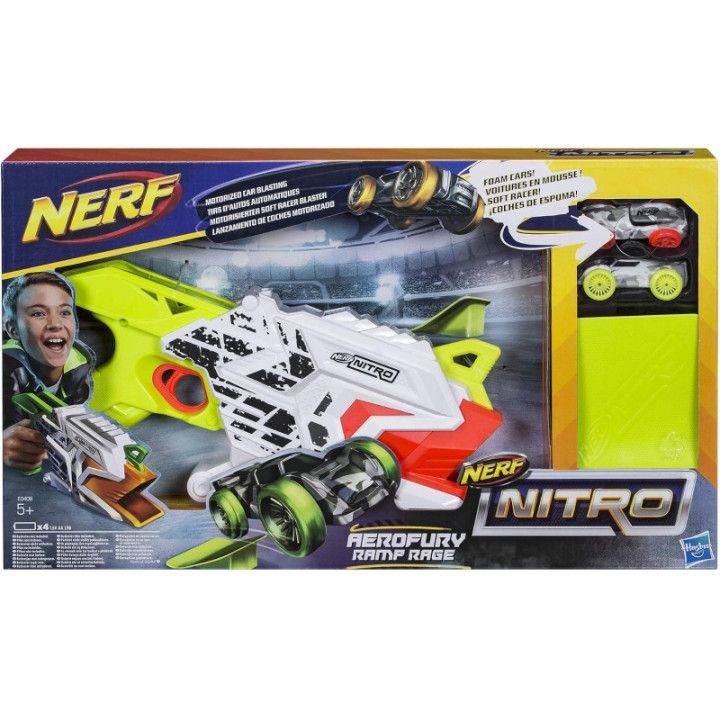 Nerf Nitro Hypershot, lanzador motorizado con 2 coches y rampa