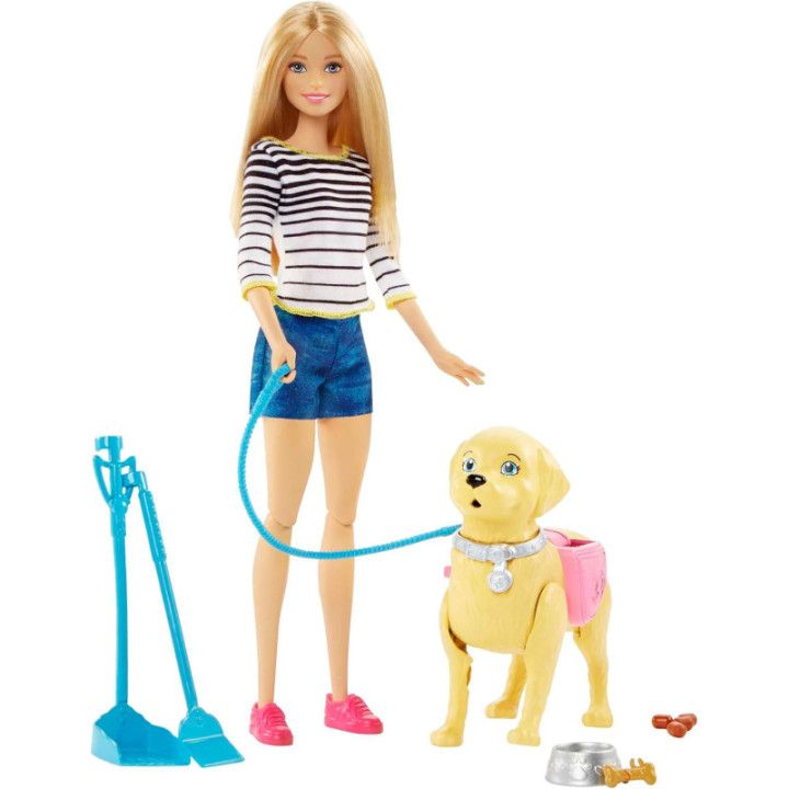 Barbie y su Perrito Popó DWJ68, muñeca con perro y accesorios