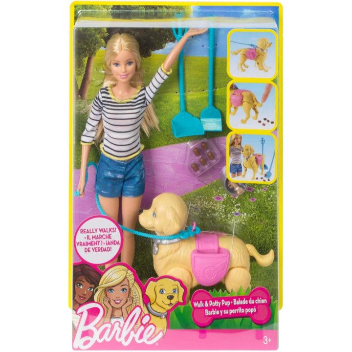 Barbie y su Perrito Popó DWJ68, muñeca con perro y accesorios