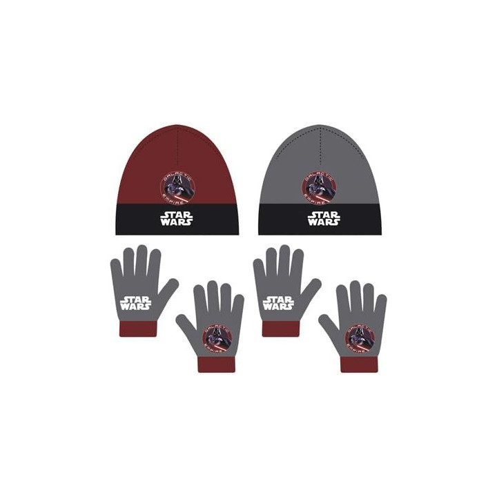Arditex Star Wars, conjunto de gorro y guantes, talla 54 cm, granate