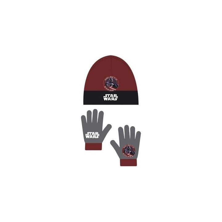 Arditex Star Wars, conjunto de gorro y guantes, talla 51 cm, granate