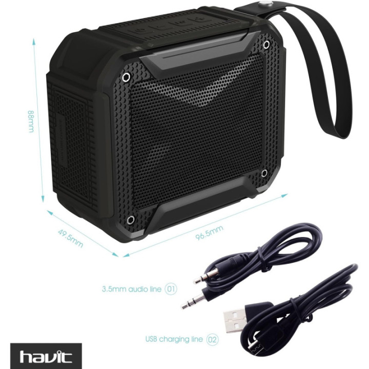 Havit HV-SK533BT, altavoz Bluetooth de 3 W con manos libres, negro